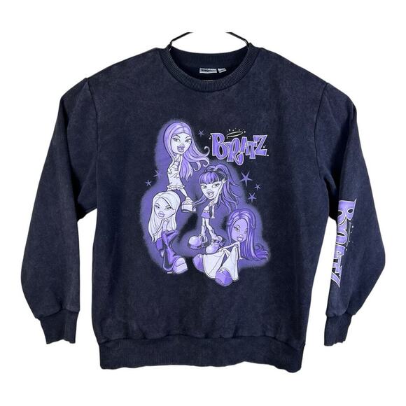 BRATZ Y2K Black Crewneck Pullover Oversized Graphic Sweatshirt Sz M - Picture 1 of 12